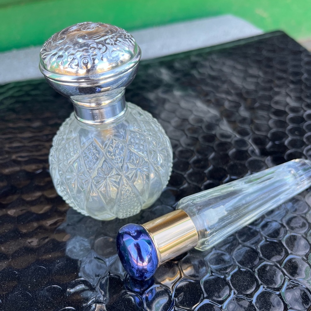 Empty 1.67oz spray perfume bottle and icicle shaped spray bottle.
